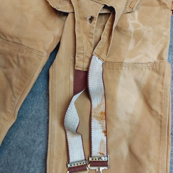 Vintage Carhartt Men's 40x30(28.5) Double Knee Overalls Brown 6FB 1985 - Picture 2 of 9